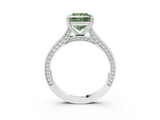 White gold Fancy Green Princess  Diamond Solitaire with Pave Band and Six-Prong Setting_3