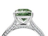 White gold Fancy Green Princess  Diamond Solitaire with Pave Band and Six-Prong Setting_4