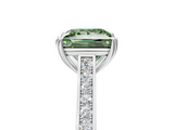 White gold Fancy Green Princess  Diamond Solitaire with Pave Band and Six-Prong Setting_5