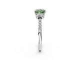 White gold Fancy Green Princess  Diamond Three-Stone Pave Band with Four-Prong Setting_2
