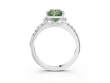 White gold Fancy Green Princess  Diamond Three-Stone Pave Band with Four-Prong Setting_3