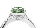 White gold Fancy Green Princess  Diamond Three-Stone Pave Band with Four-Prong Setting_4