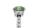 White gold Fancy Green Princess  Diamond Three-Stone Pave Band with Four-Prong Setting_5