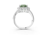 White gold Fancy Green Princess  Halo Cluster Diamond Engagement Ring with Prong Setting and Polished Band_23