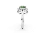 White gold Fancy Green Princess  Halo Cluster Diamond Engagement Ring with Solitaire Band and Prong Setting_49