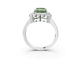 White gold Fancy Green Princess  Halo Cluster Diamond Engagement Ring with Solitaire Band and Prong Setting_50