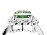 White gold Fancy Green Princess  Halo Cluster Diamond Engagement Ring with Solitaire Band and Prong Setting_51