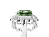 White gold Fancy Green Princess  Halo Cluster Diamond Engagement Ring with Solitaire Band and Prong Setting_52