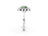 White gold Fancy Green Princess  Halo Diamond Cluster Engagement Ring with Milgrain Bezel Setting and Solitaire Band_65