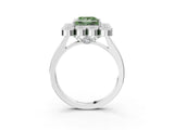 White gold Fancy Green Princess  Halo Diamond Cluster Engagement Ring with Milgrain Bezel Setting and Solitaire Band_66