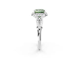 White gold Fancy Green Princess  Halo Diamond Engagement Ring with Filigree Band and Four-Prong Setting_107