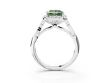 White gold Fancy Green Princess  Halo Diamond Engagement Ring with Filigree Band and Four-Prong Setting_108