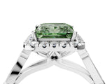 White gold Fancy Green Princess  Halo Diamond Engagement Ring with Filigree Band and Four-Prong Setting_109