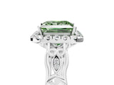 White gold Fancy Green Princess  Halo Diamond Engagement Ring with Filigree Band and Four-Prong Setting_110