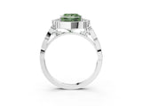 White gold Fancy Green Princess  Halo Diamond Engagement Ring with Milgrain Band and Four-Prong Setting_32