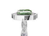 White gold Fancy Green Princess  Halo Diamond Engagement Ring with Milgrain Band and Four-Prong Setting_33