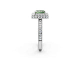White gold Fancy Green Princess  Halo Diamond Engagement Ring with Milgrain Pave Band and Four-Prong Setting_125