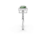 White gold Fancy Green Princess  Halo Diamond Engagement Ring with Pavé Band and Four-Prong Setting_125