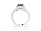 White gold Fancy Green Princess  Halo Diamond Engagement Ring with Pavé Band and Four-Prong Setting_126