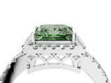 White gold Fancy Green Princess  Halo Diamond Engagement Ring with Pavé Band and Four-Prong Setting_127