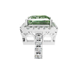 White gold Fancy Green Princess  Halo Diamond Engagement Ring with Pavé Band and Four-Prong Setting_128