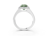 White gold Fancy Green Princess  Halo Diamond Engagement Ring with Solitaire Band and Four-Prong Setting_3