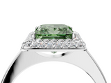 White gold Fancy Green Princess  Halo Diamond Engagement Ring with Solitaire Band and Four-Prong Setting_4