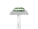 White gold Fancy Green Princess  Halo Diamond Engagement Ring with Solitaire Band and Four-Prong Setting_5