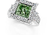 White gold Fancy Green Princess  Halo Diamond Engagement Ring with Split Shank and Four-Prong Setting_48