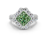 White gold Fancy Green Princess  Halo Diamond Engagement Ring with Split Shank and Prong Setting_29