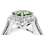 White gold Fancy Green Princess  Halo Diamond Engagement Ring with Split Shank and Prong Setting_33
