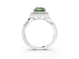 White gold Fancy Green Princess  Halo Diamond Engagement Ring with Twisted Band and Four-Prong Setting 3