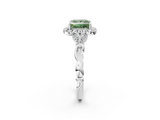 White gold Fancy Green Princess  Halo Diamond Engagement Ring with Vintage-Inspired Band and Four-Prong Setting_5