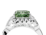 White gold Fancy Green Princess  Halo Diamond Engagement Ring with Vintage-Inspired Band and Four-Prong Setting_7
