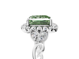 White gold Fancy Green Princess  Halo Diamond Engagement Ring with Vintage-Inspired Band and Four-Prong Setting_8