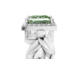 White gold Fancy Green Princess  Halo Diamond Floral Band with Four-Prong Setting_39