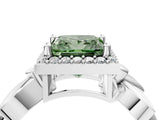 White gold Fancy Green Princess  Halo Diamond Floral Band with Four-Prong Setting_39