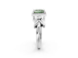 White gold Fancy Green Princess  Halo Diamond Floral Band with Four-Prong Setting_42