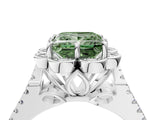 White gold Fancy Green Princess  Halo Diamond Floral Split Shank Engagement Ring 5