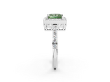 White gold Fancy Green Princess  Halo Diamond Pavé Band Ring with Prong Setting_2