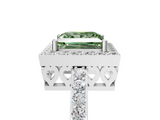 White gold Fancy Green Princess  Halo Diamond Pavé Band Ring with Prong Setting_5