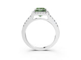 White gold Fancy Green Princess  Halo Diamond Pavé Solitaire Ring_60