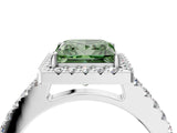 White gold Fancy Green Princess  Halo Diamond Pavé Solitaire Ring_61