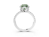 White gold Fancy Green Princess  Halo Diamond Pave Band Ring with Four-Prong Setting_18