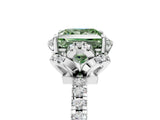 White gold Fancy Green Princess  Halo Diamond Pave Band Ring with Four-Prong Setting_20