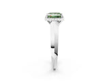White gold Fancy Green Princess  Halo Diamond Ring with Cathedral Band and Four-Prong Setting_31