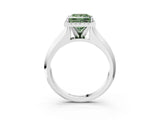 White gold Fancy Green Princess  Halo Diamond Ring with Cathedral Band and Four-Prong Setting_32