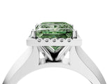 White gold Fancy Green Princess  Halo Diamond Ring with Cathedral Band and Four-Prong Setting_33