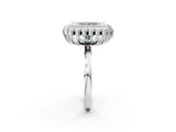 White gold Fancy Green Princess  Halo Diamond Ring with Milgrain Edge and Round Prong Setting_37
