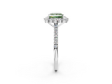 White gold Fancy Green Princess  Halo Diamond Ring with Pavé Band and Prong Setting_2